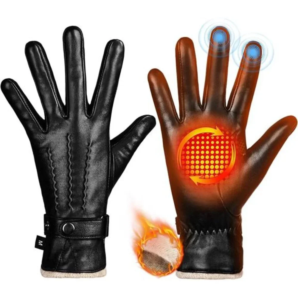 Women's Leather Gloves Full Hand Touchscreen Winter Gloves